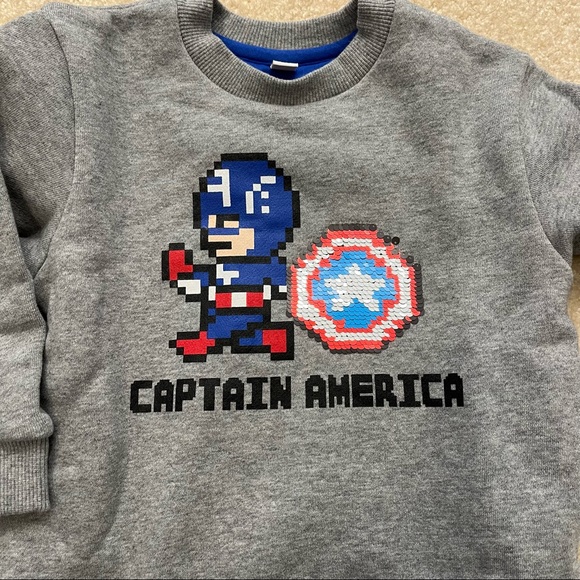 Marvel Captain America Sweatshirt Toddler Size 3 Years Flip-Sequin Shield Cotton - Picture 4 of 9